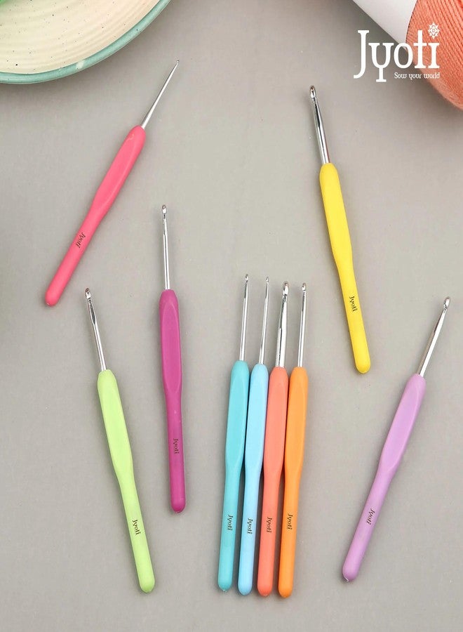 Jyoti Crochet Hook Aluminium with Plastic Handle for Wool Work, Hand Knitted Sewing DIY Craft Weaving Needle, Ideal for Sweaters, Purses, Scarves, Hats, # 15701 (6"/15cm of Size 9 to 12) - Image 2